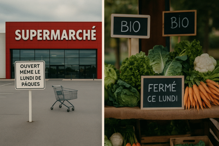 Client seul dans une immense grande surface vide, un jour férié