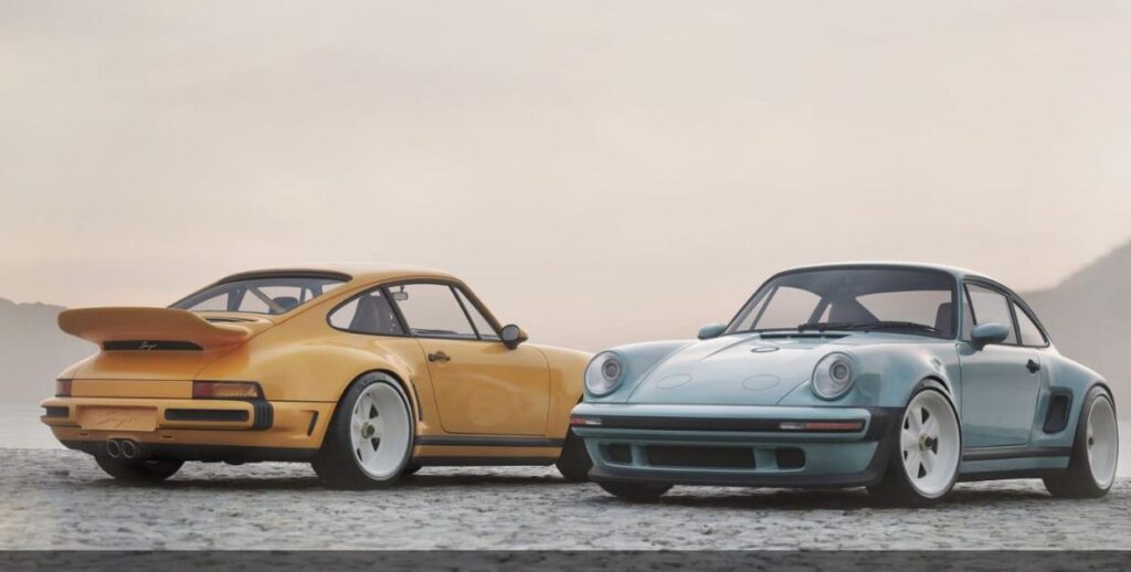 Porsche 964 Singer une jaune et une bleue