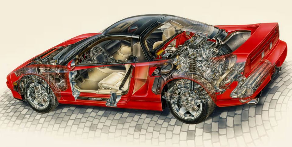 Honda NSX rouge éclaté