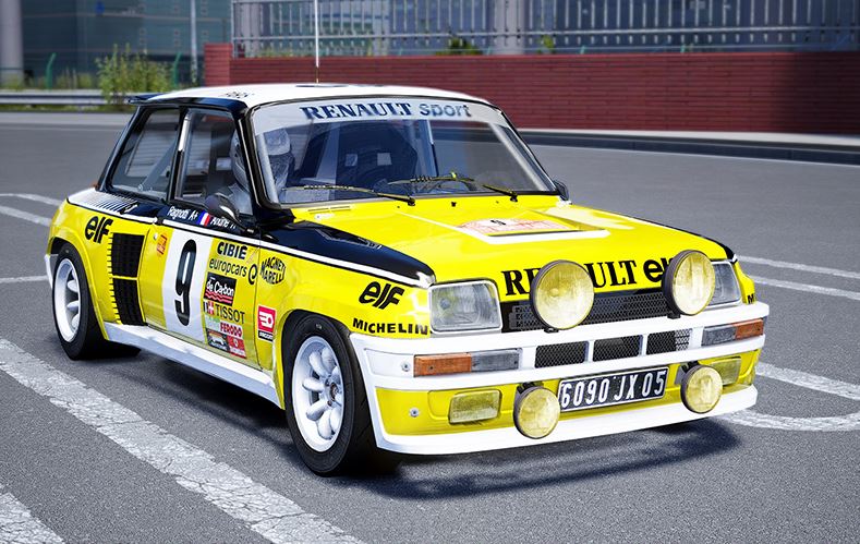 Renault 5 Turbo groupe 4 en rallye, version compétition avec livrée Renault Sport