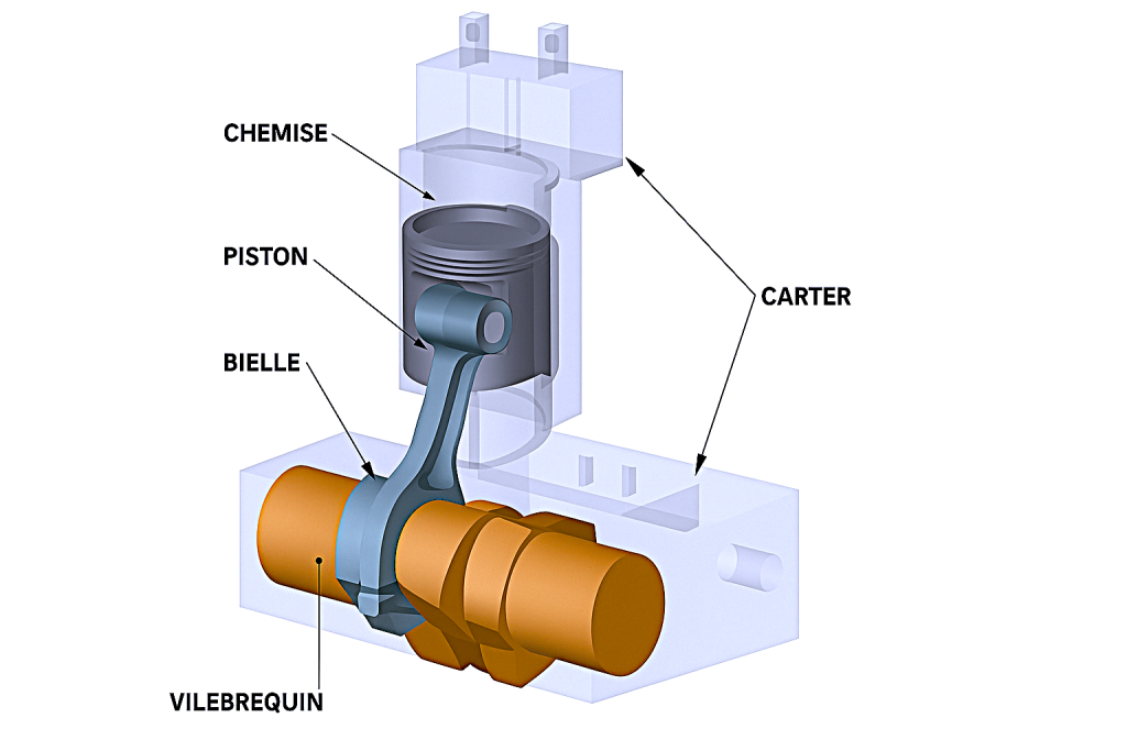 Ensemble pistons bielles composants