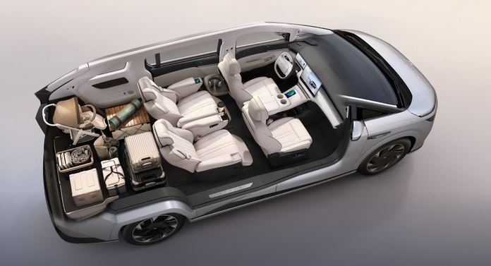 Aménagement intérieur modulable du XPeng X9 avec sièges arrière retirés