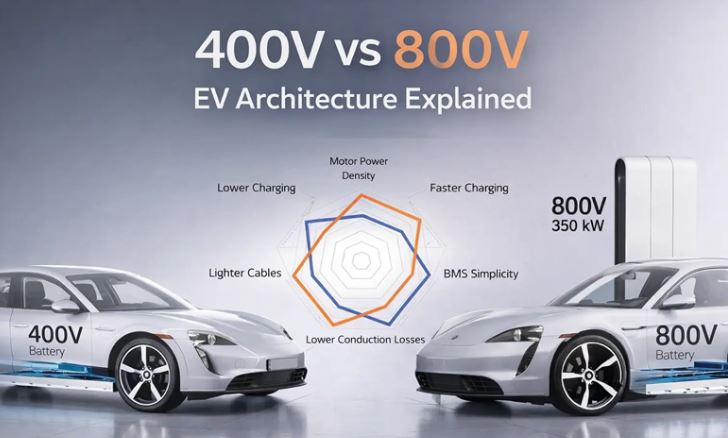 Comparaison architecture 400V vs 800V recharge et rendement voiture électrique