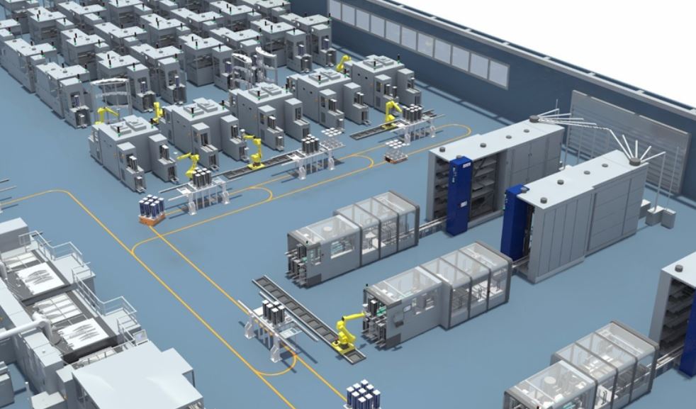 Schéma industriel d’une usine de production de batteries automobiles