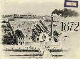 première usine Pirelli à Milan lors de la fondation de l’entreprise en 1872