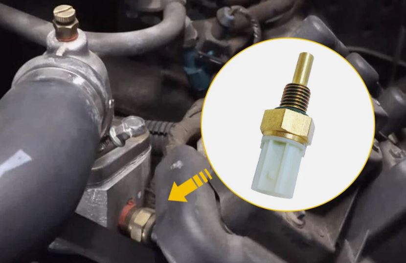 Capteur de température du liquide de refroidissement vissé dans le moteur avec sonde plongeant dans le circuit de refroidissement