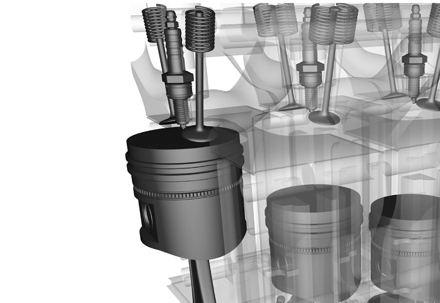 schéma de segmentation moteur montrant les segments montés sur un piston