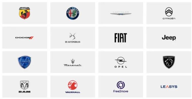 logos des principales marques automobiles du groupe Stellantis