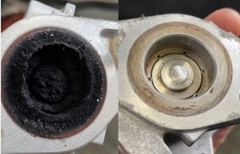 vanne EGR encrassée comparée à une vanne EGR propre avant après encrassement