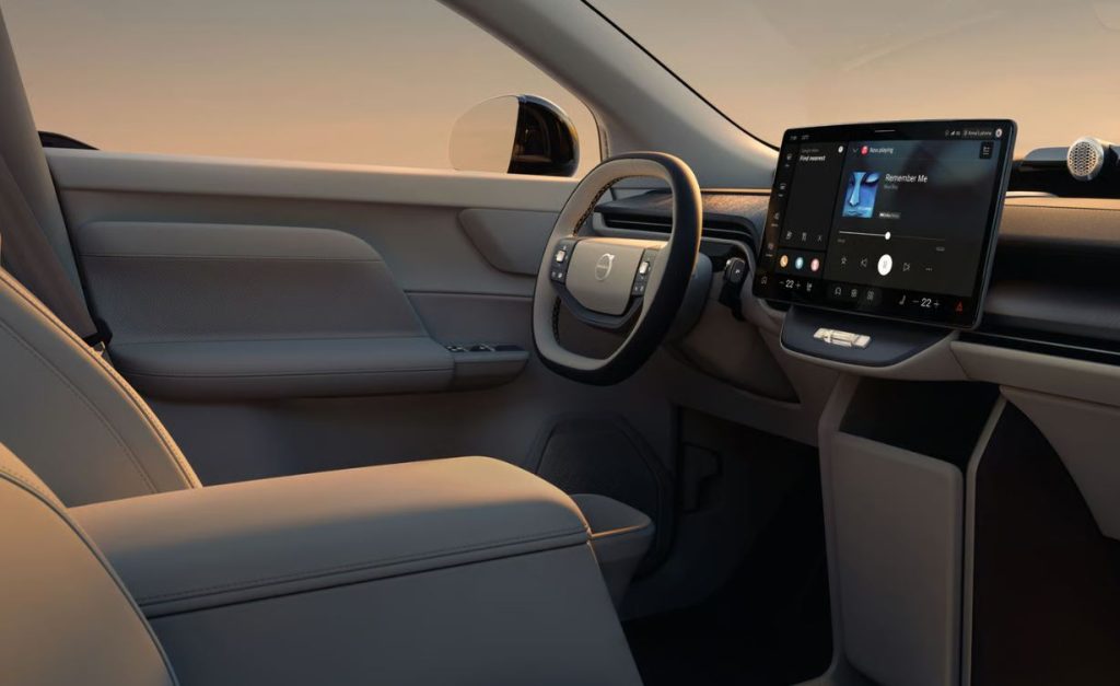 Habitacle Volvo EX60 écran central OLED 15 pouces intérieur épuré