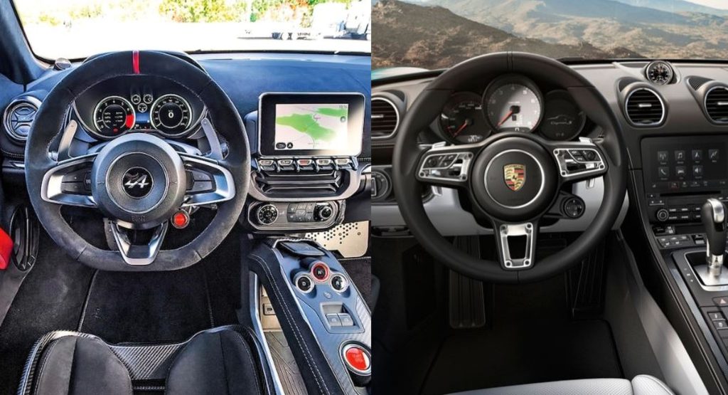 Intérieur Alpine A110 vs Porsche Cayman comparaison habitacle sportives