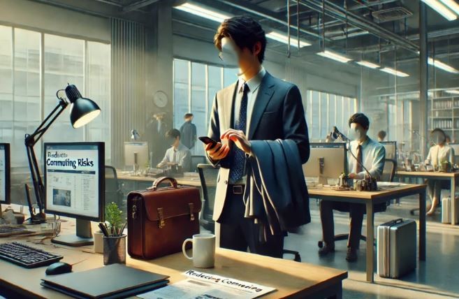 Employé au bureau préparant son départ illustrant un engagement minimal au travail