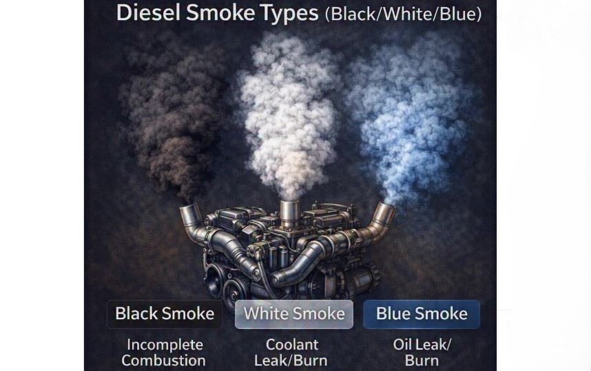 différence entre fumée noire, blanche et bleue sur moteur diesel