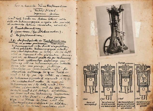 carnet et premiers travaux de Rudolf Diesel recherches sur moteur thermique