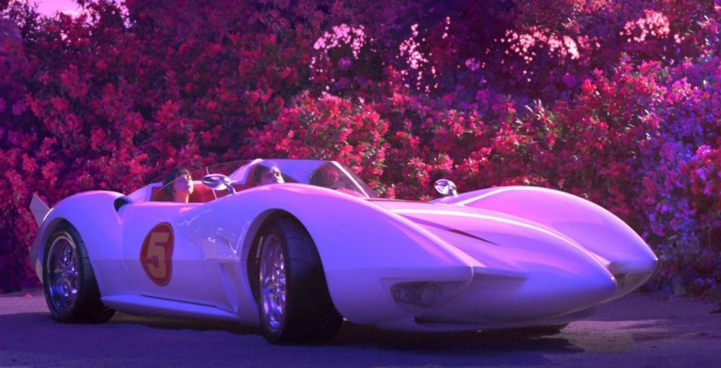 Mach 5 de Speed Racer vue de profil avec son design caractéristique