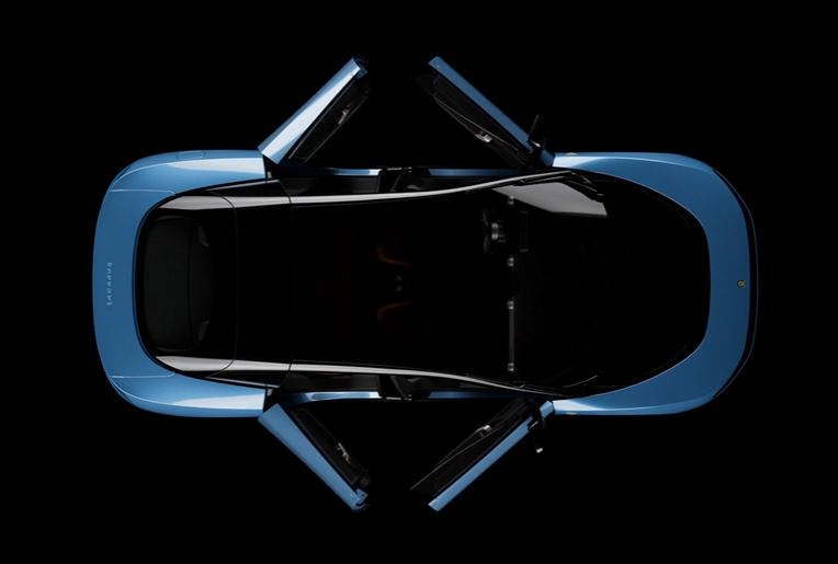 Ferrari Luce vue de dessus avec ouverture antagoniste des quatre portes