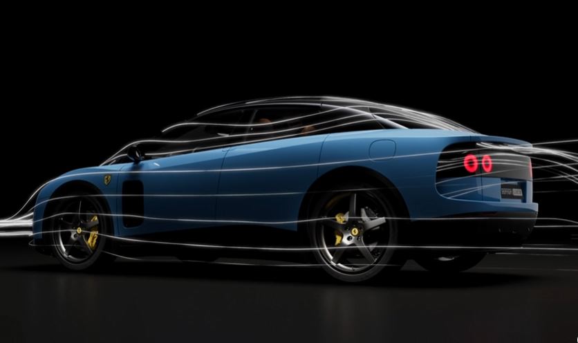 Ferrari Luce et visualisation des flux aérodynamiques autour de la carrosserie