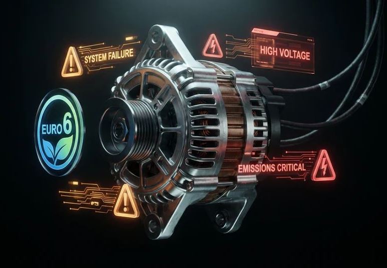 Alternateur intelligent piloté par électronique sur voiture Euro 6