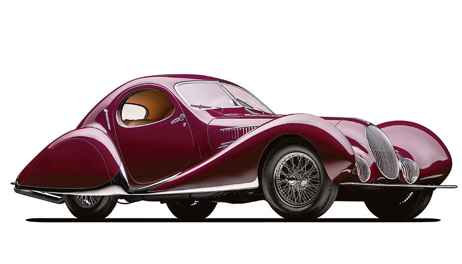 Talbot T150 C aérodynamique rouge foncé des années 1930