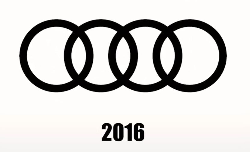 Logo Audi moderne adopté à partir de 2016 avec quatre anneaux noirs épurés