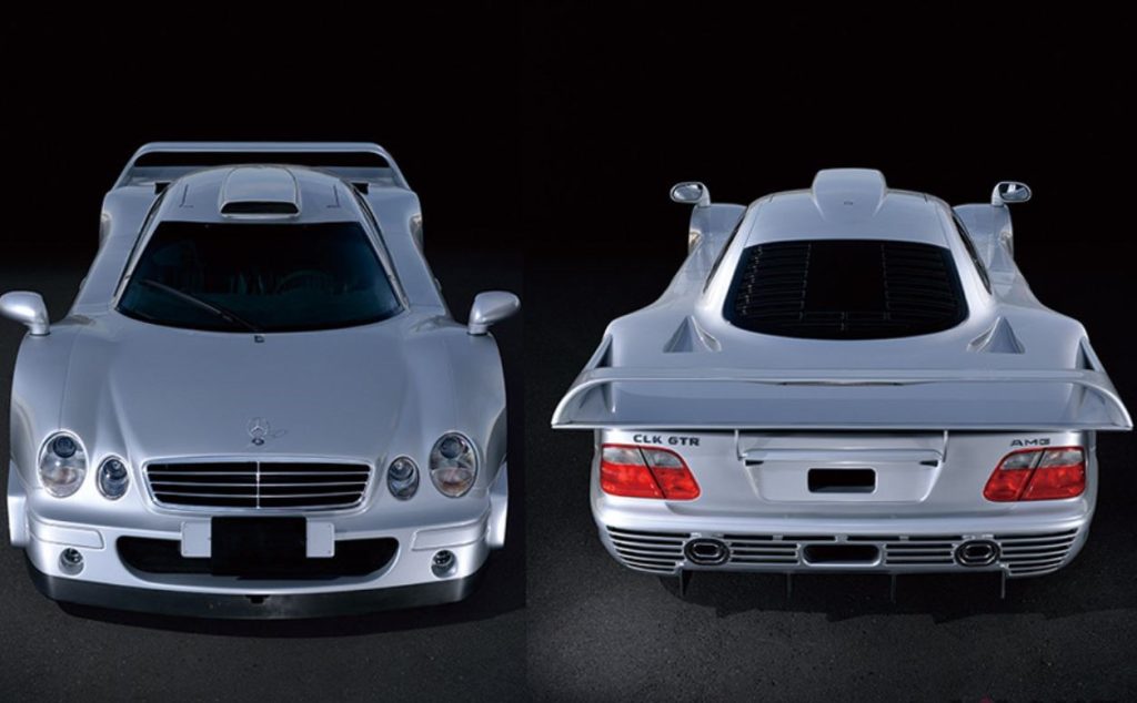 Mercedes CLK GTR montrant son aérodynamique extrême inspirée du Mans
