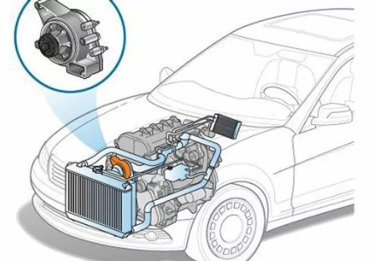 Position de la pompe à eau dans le moteur circuit de refroidissement