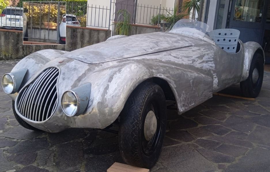 Rare Fiat Barchetta 8C 1939 en aluminium brut avant restauration complète