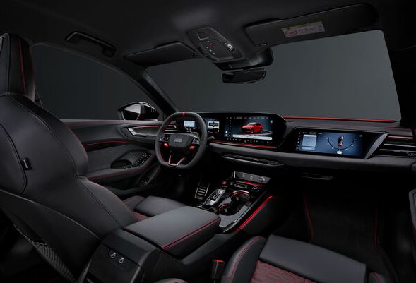 Habitacle numérique de l'Audi RS5 hybride 2026 avec instrumentation spécifique RS