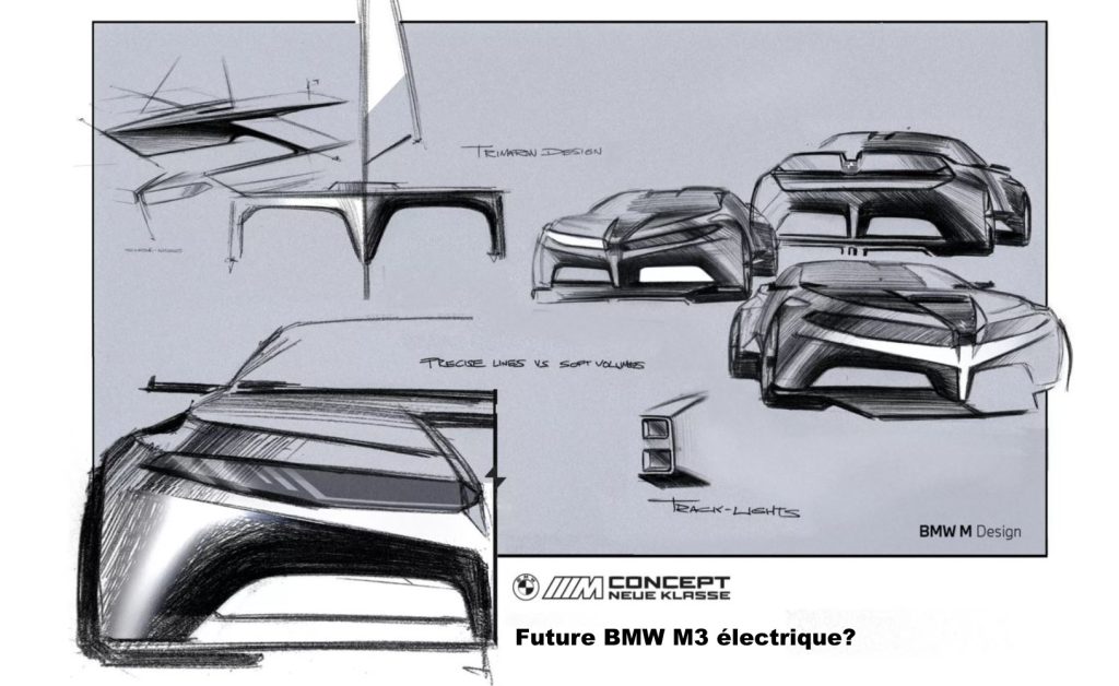 Croquis de conception de la future BMW M3 électrique Neue Klasse