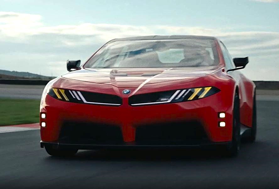Face avant de la BMW M3 électrique Concept Neue Classe en action