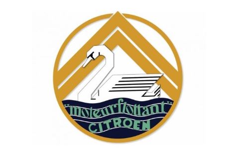 Logo Citroën des années 1930 intégrant le symbole du moteur flottant