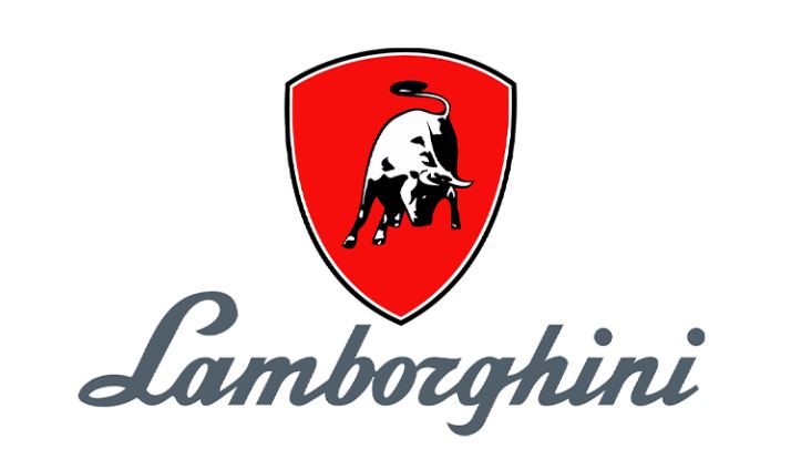 Premier logo Automobile Lamborghini utilisé entre 1963 et 1972 avec un taureau rouge