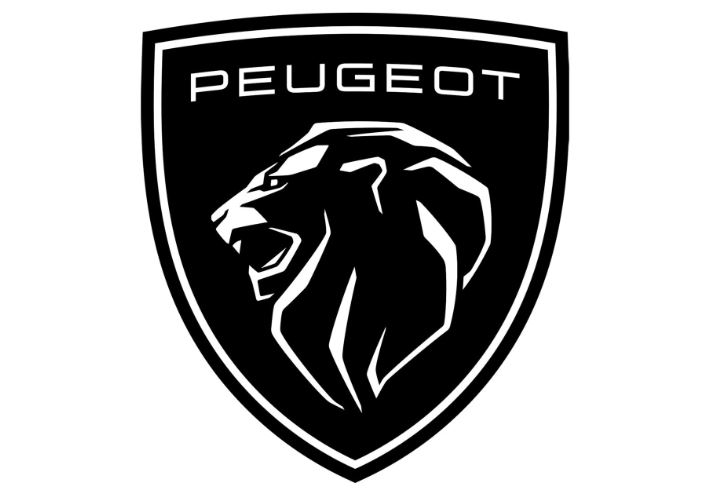 Logo Peugeot adopté en 2021 représentant une tête de lion dans un blason
