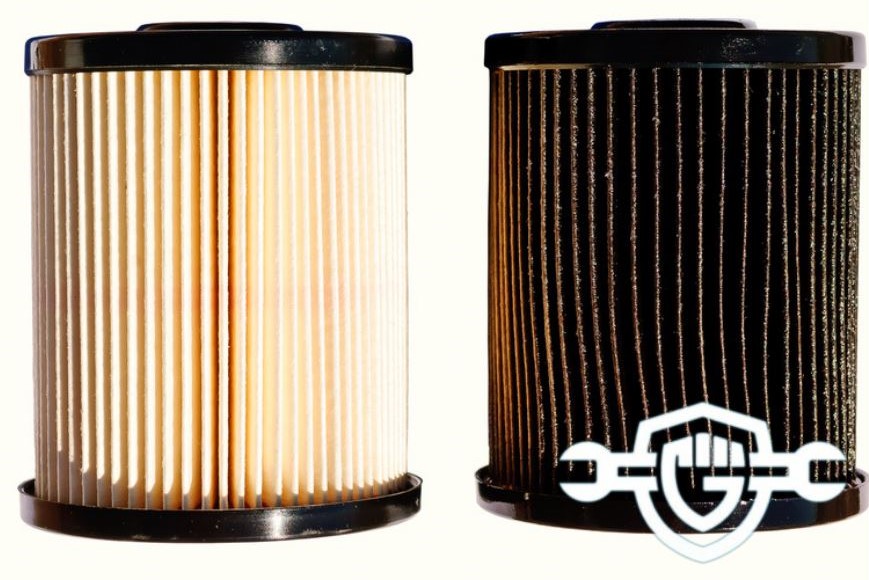 Comparaison entre un filtre à carburant propre et un filtre encrassé