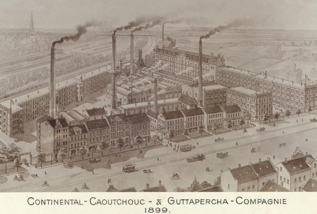 Usine Continental de Hanovre en 1899 aux débuts du pneumatique automobile