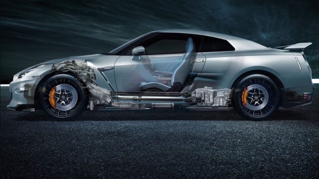 Nissan GT-R R35 montrant l’architecture de sa transmission ATTESA E-TS