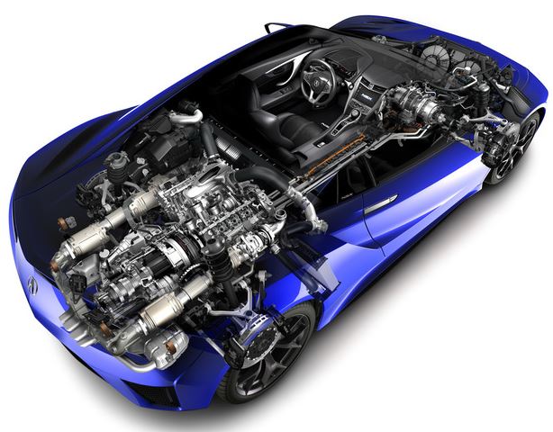 Honda NSX de deuxième génération avec V6 biturbo monté longitudinalement