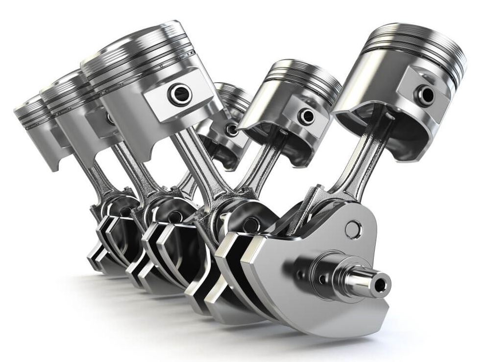 Vilebrequin, bielles et pistons illustrant l’architecture d’un moteur V6
