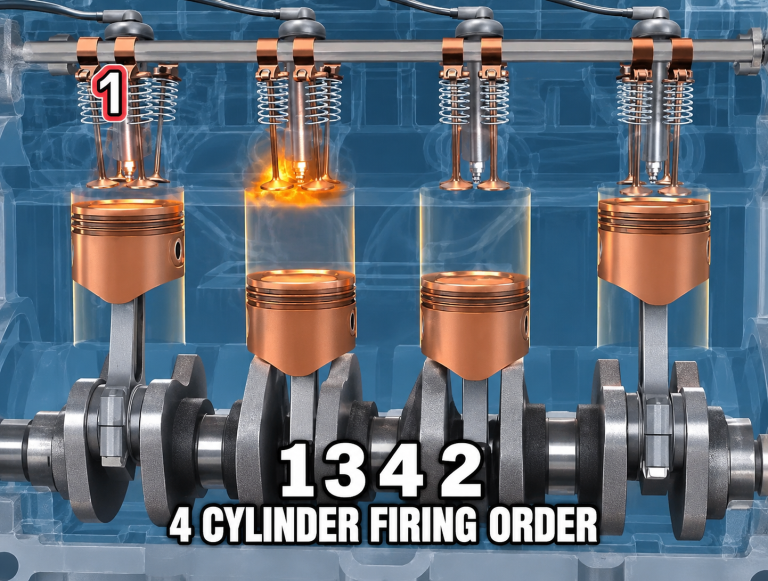 Ordre d’allumage 1-3-4-2 d’un moteur 4 cylindres avec position des pistons