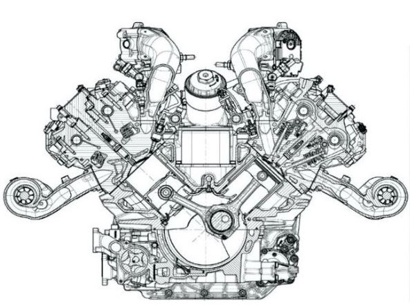 Moteur V6 Maserati Biturbo à 90 degrés avec manetons communs