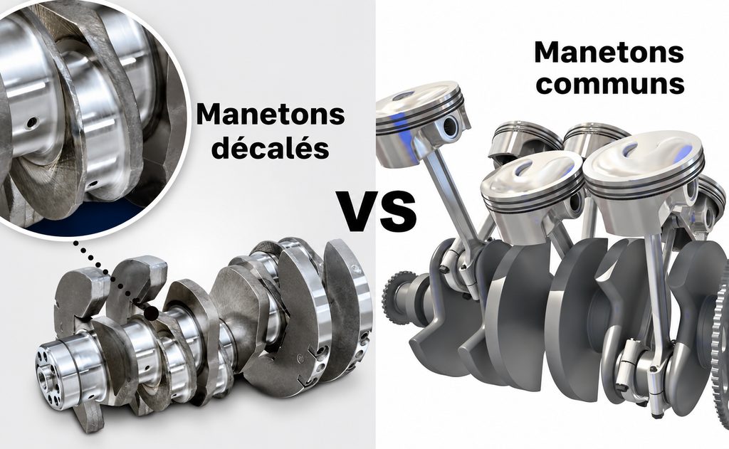 Comparaison entre manetons décalés et manetons communs sur un moteur V6