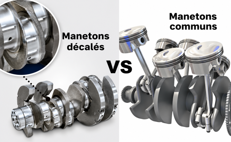 Comparaison entre manetons décalés et manetons communs sur un moteur V6