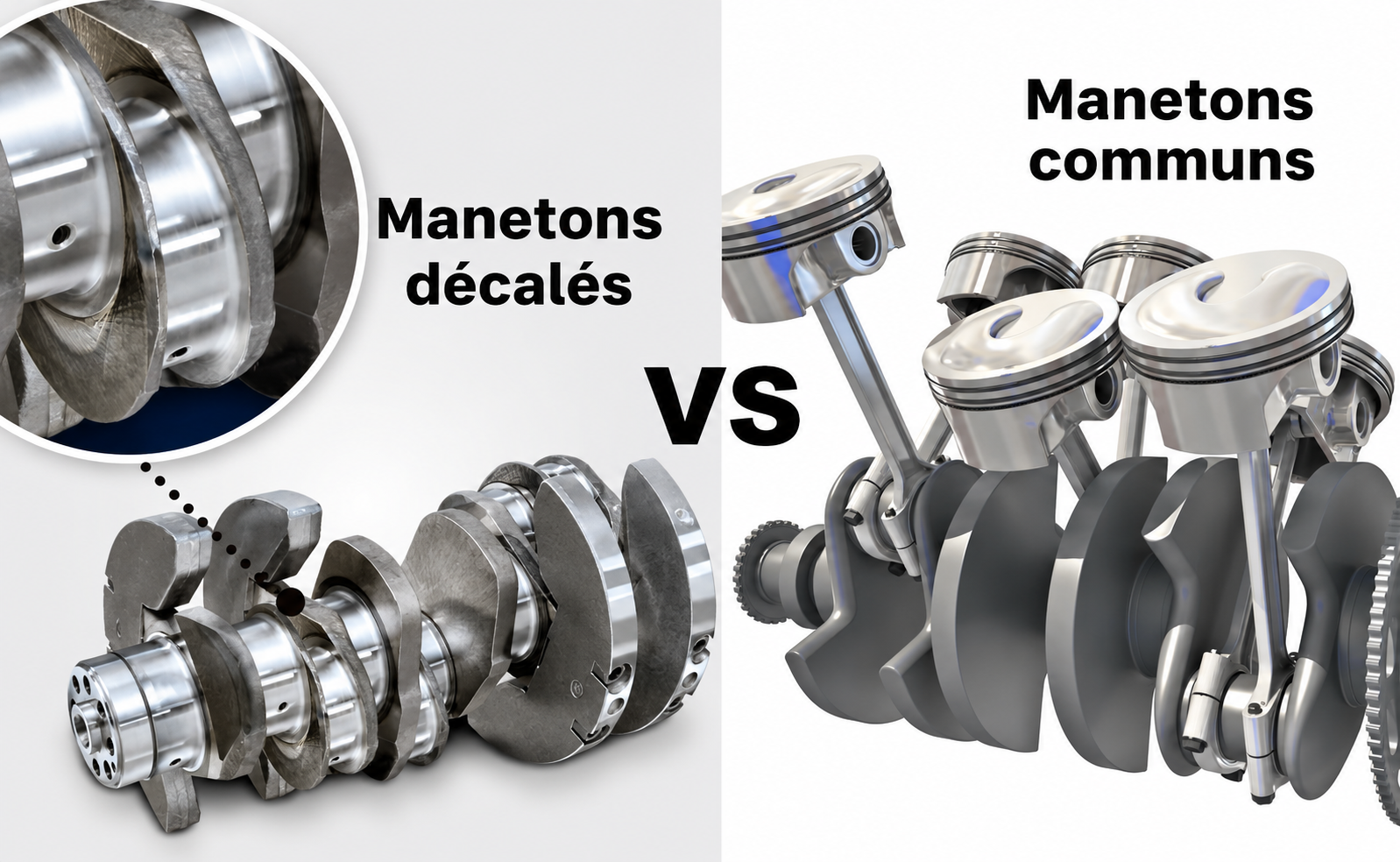 Comparaison entre manetons décalés et manetons communs sur un moteur V6